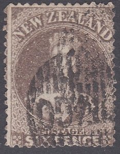 NEW ZEALAND 1862-64 Chalon 6d black brown perf 13 used cat NZ$600...........H844