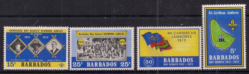 Barbados 1972 QE2 Set Diamond Jubilee Scouts MM SG 444 - 447 ( A1304 )