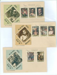 Spain 1599-1606 1970 Luis de Morales, painter and his paintings partial set of eight on three unaddressed cacheted first day cov