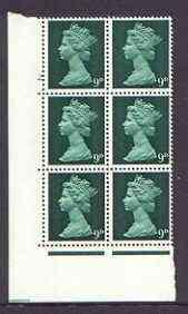 Great Britain 1967-70 Machin 9d cylinder block of 6 (Cyl ...