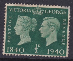 G.B. 1940 -  Cent. 1st Postage Stamp - Victoria and George - 1/2d - used