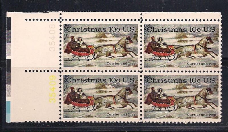 US Plt Blk Sc# 1551 Christmas '74 MNH  #35409 35408 UL