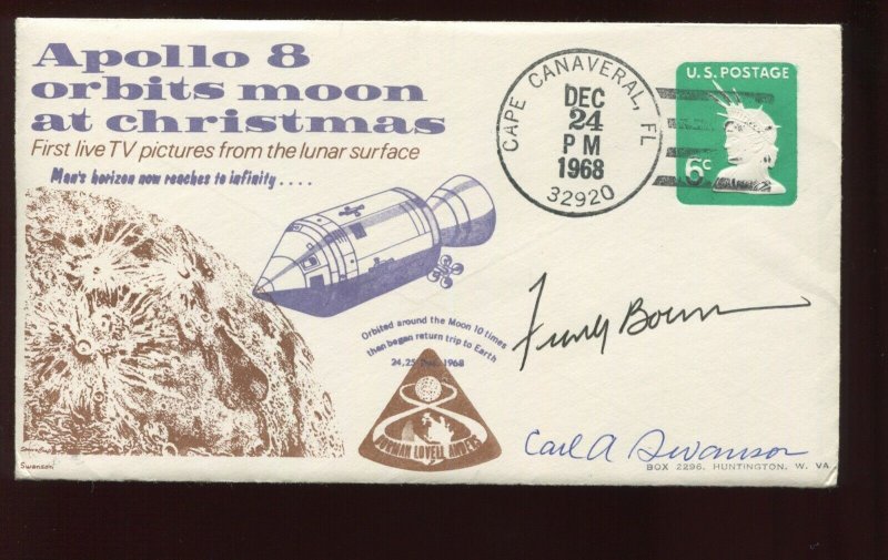 APOLLO 8 ASTRONAUT FRANK BORMAN & CARL SWANSON DUAL SIGNED COVER LV5426