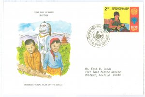 Bhutan 289 1979 Int Year of the Child, addressed, Postal Commerative Society FDC