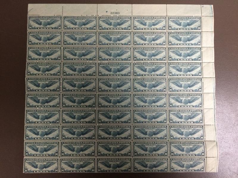 U.S. #C24 30¢ Winged Globe, Complete Sheet of 50, og, NH, Xtrafine Condition.