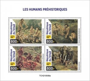 Chad - 2021 Prehistoric Humans, Neanderthal - 4 Stamp Sheet - TCH210508a