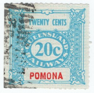 (I.B) Australia - Queensland Railways : Parcel Stamp 20c (Pomona)