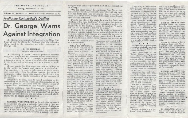 1961 - Professor Attacks Integration & Miscegenation - Ephemera 1239