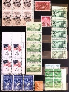 United States 12 Page Stock Book with 130 Plate Blocks and 600 Stamps