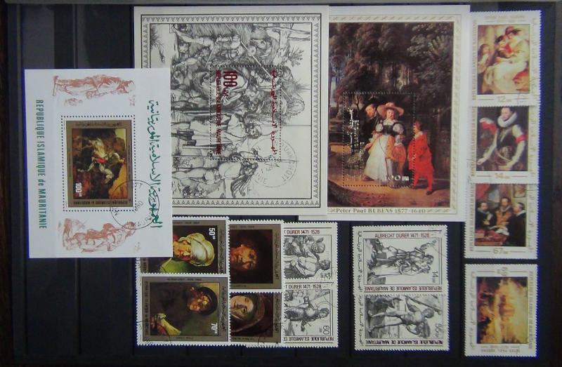 Mauritania 1977 Rubens set m/s 1979 Durer set & M/S 1980 Paintings set & M/s VFU