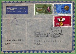 af3633 - SWITZERLAND - POSTAL HISTORY - Airmail COVER  - 1954 sport FOOTBALL