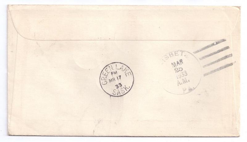 1933 Canada First Flight Cover Beauval to Green Lake FFC