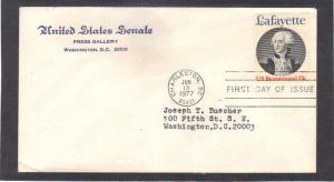 Senate 1716 13c Lafayette FDC (No Cachet-Typed/A) CV40625