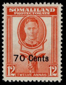 SOMALILAND PROTECTORATE GVI SG131, 70c on 12a red-orange, LH MINT.