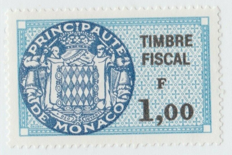 Monaco France revenue fiscal stamp 5-9-21- scarce- Taller Format- no gum mint