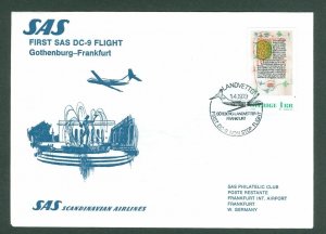 Sweden. Germany. First Flight Cover 1979. SAS  DC-9. Gothenburg - Frankfurt.