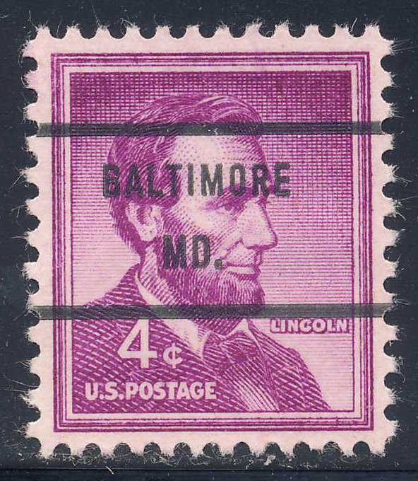 Baltimore MD, 1036-71 Bureau Precancel, 4¢ Lincoln