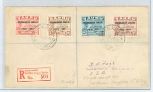 Nauru 31-34 1939 Ships; complete set, registered Naura-Melbourne-Seattle-NY-Jackson Heights.