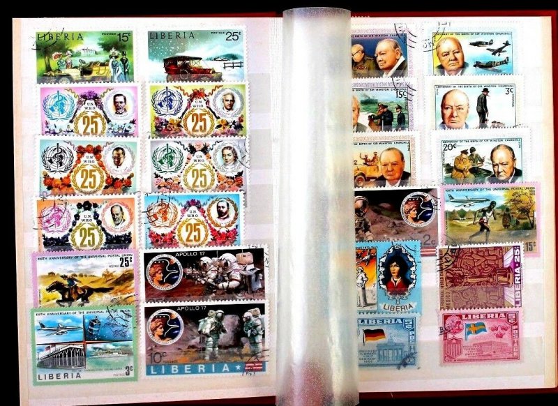 Liberia Stamp Collection Lot of 158 MNH, MH & Used in Vintage Stock Book