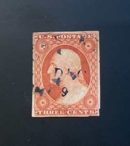 *US Stamp Scott #10A, used, margins just clear
