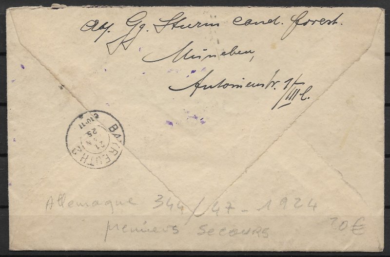 German Empire: 1924 Nothilfe Registered Set Cover