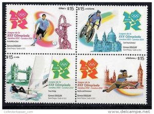 LONDON 2012 OLYMPIC GAMES soccer cycling sailing athletic URUGUAY MNH STAMP 2376