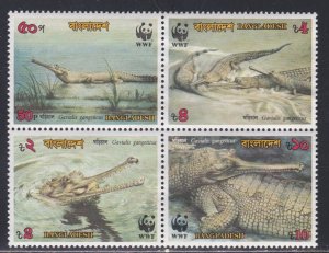 Bangladesh #  343a, WWF - Crocodiles, Wrinkled, NH, 1/3 Cat.