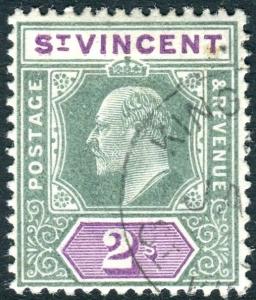 ST VINCENT-1902 2/- Green & Violet.  A fine used example Sg 83