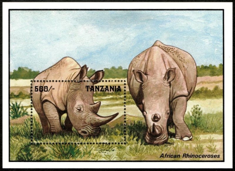 Tanzania 1993 - African Rhinoceroses - Souvenir Stamp Sheet - Scott #1028 - MNH