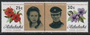 1973 Aitutaki - Sc 78b - MNH VF - 1 pair - Princess Anne wedding