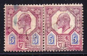 Great Britain 1902 5d KEVII pair F/VF/used(o)