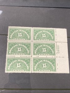 US QE2 Special Handling 15C Plate Block Of 6 Extra Fine Mint Never Hinged