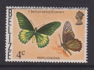 Belize   #349  used   1974  butterflies   4c