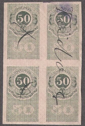 ESTONIA: 50m REVENUE ISSUE imperf Block of Four GREAT CANCEL! worldwide revenues