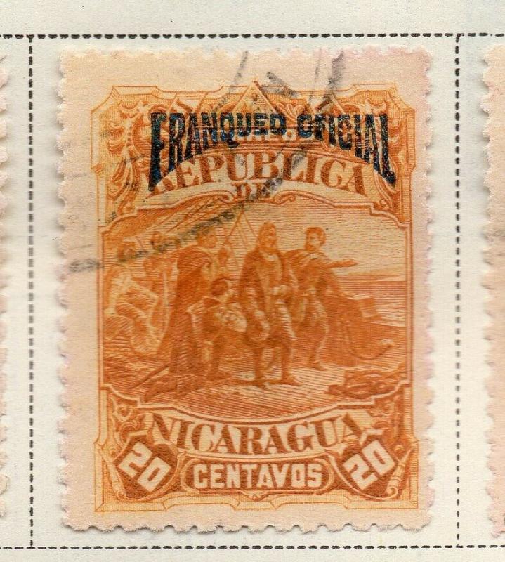 Nicaragua 1892 Early Issue Fine Used 20c. Official Optd 323710