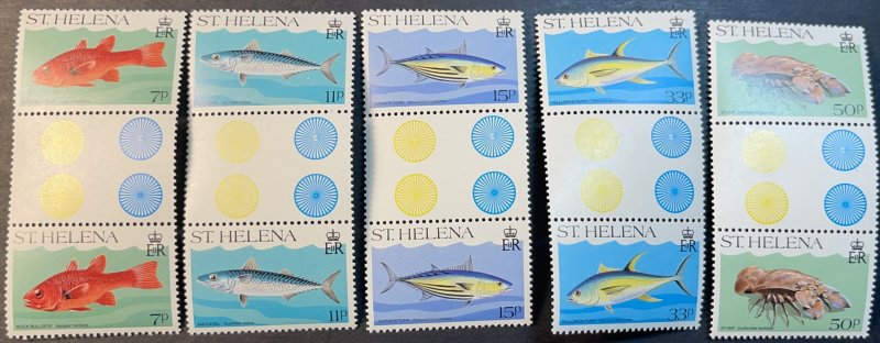 ST. HELENA # 433-437--MINT/NEVER HINGED-COMPLETE SET OF GUTTER PAIRS-1985