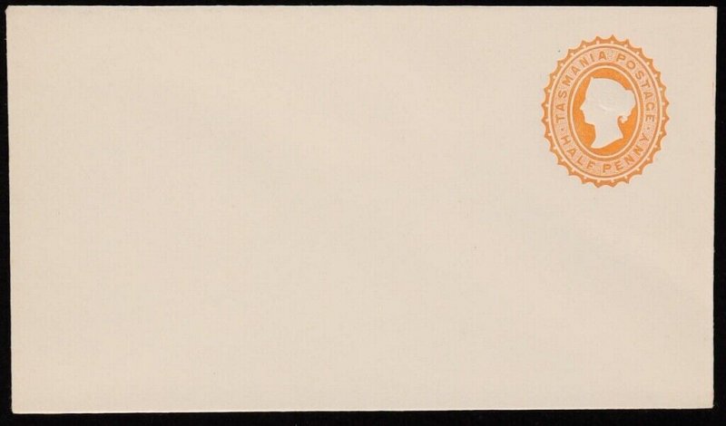 TASMANIA Envelope-PTPO: 1890s QV ½d orange embossed oval. H&G KB2.