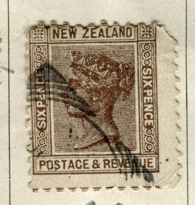 NEW ZEALAND; 1880s classic QV Side Facer issue fine used 6d. value