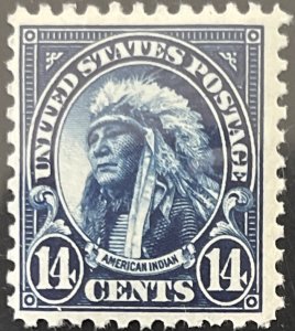 Scott #565 1923 14¢ American Indian flat plate perf. 11 MNH OG