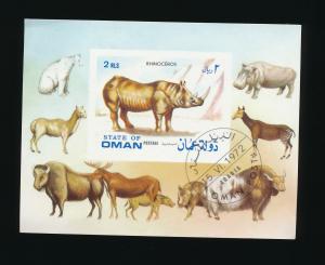 Oman 1972 unlisted Souvenir Sheet CTO - Rhinoceros, wildlife