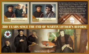 380 years of Martin Luther's reform 2020 year 1+1 sheets perforated  NEW