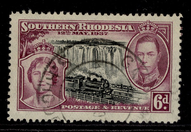 SOUTHERN RHODESIA GVI SG39, 6d black & purple, FINE USED.