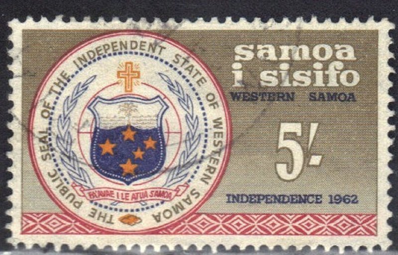 SAMOA SCOTT#  232 USED 5sh 1962  STATE SEAL  SEE SCAN