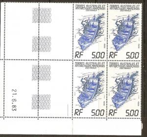 1Fr.So. Antarctic Terr. 104 MNH 1983 Ship-Freighter, Block