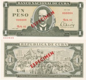 1979 Cuba  Jose Marti 1 Peso Specimen GEM Crispy UNC