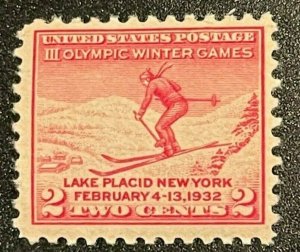 Scott#: 716 - III Olympic Winter Game Single 1932 2c MNHOG - Lot 25