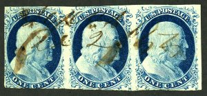 U.S. #7 USED STRIP OF 3