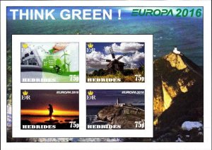 HEBRIDES - 2016 - Europa,  Think Green - Imperf 4v Sheet-M N H-Private Issue