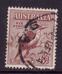 Australia-Sc#139-used 6p light brown Kookaburra-Birds-1932-