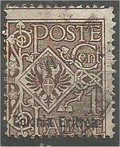 ERITREA, 1903, used 1c, Italian Stamps Surcharged, Scott 19